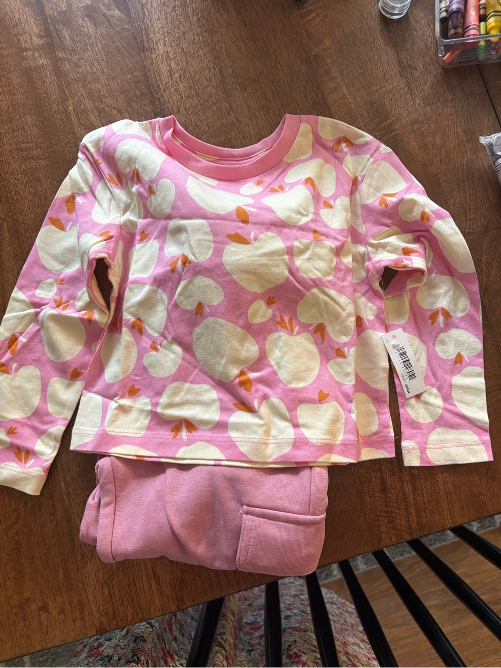 Amazon Essentials Pink and Cream Apple-Print Pajama Set